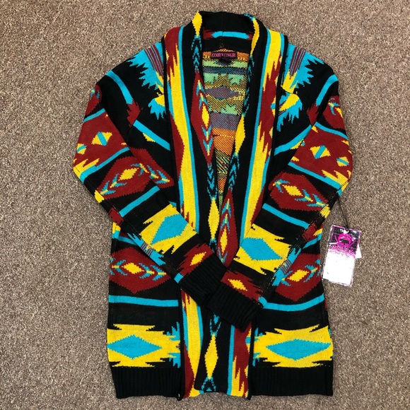 Rock&Roll Cowgirl Juniors Aztec Print Cardigan - Picture 3 of 4